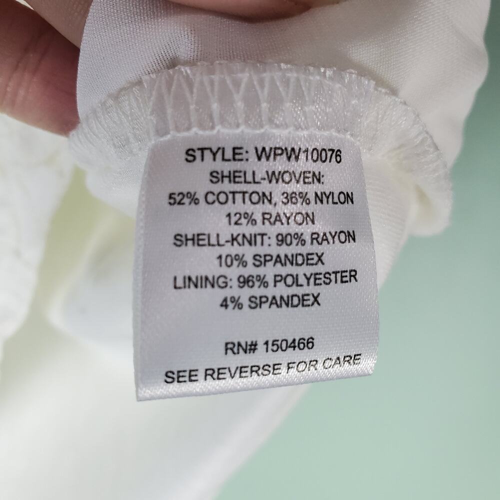 Market & Spruce Womens White Hans Crochet Front Top Short Sleeve Size 2X - Picture 5 of 6